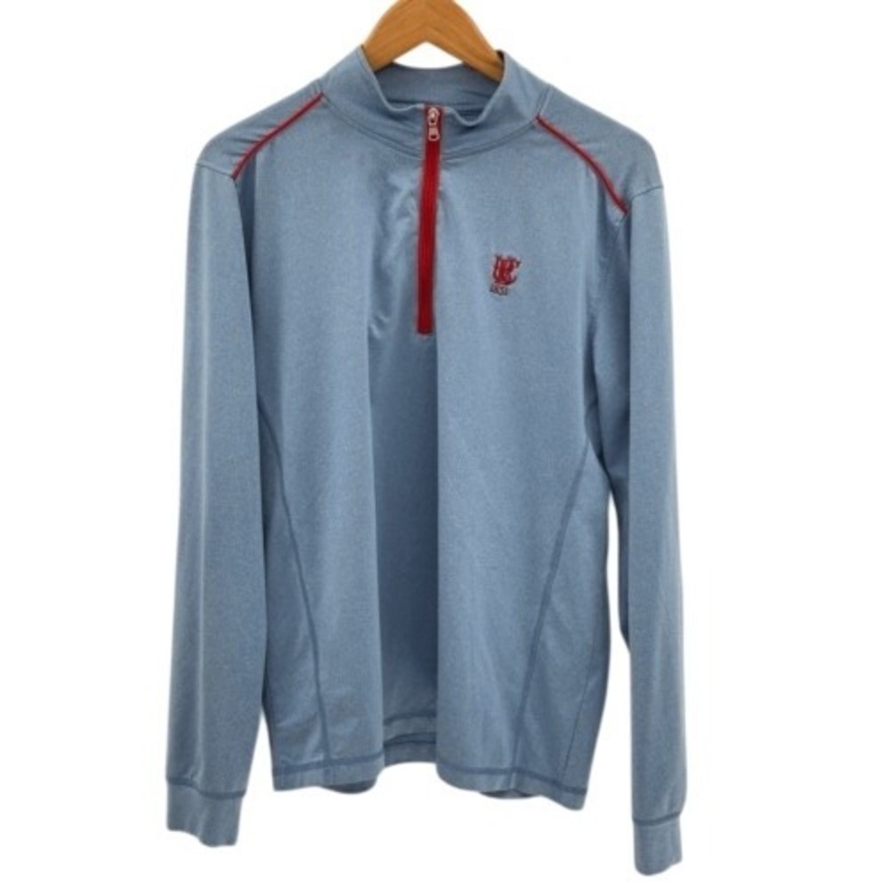 Johnnie-O Shirt Long Sleeve 1/4 Zip 1851 Men ‎ Medium Blue Red Surf Performance